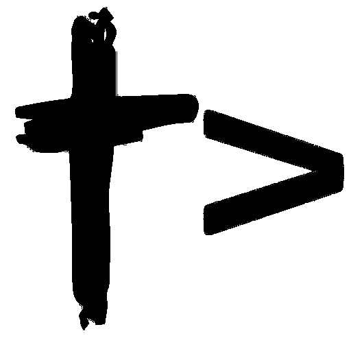 a cross with the symbol for greater than